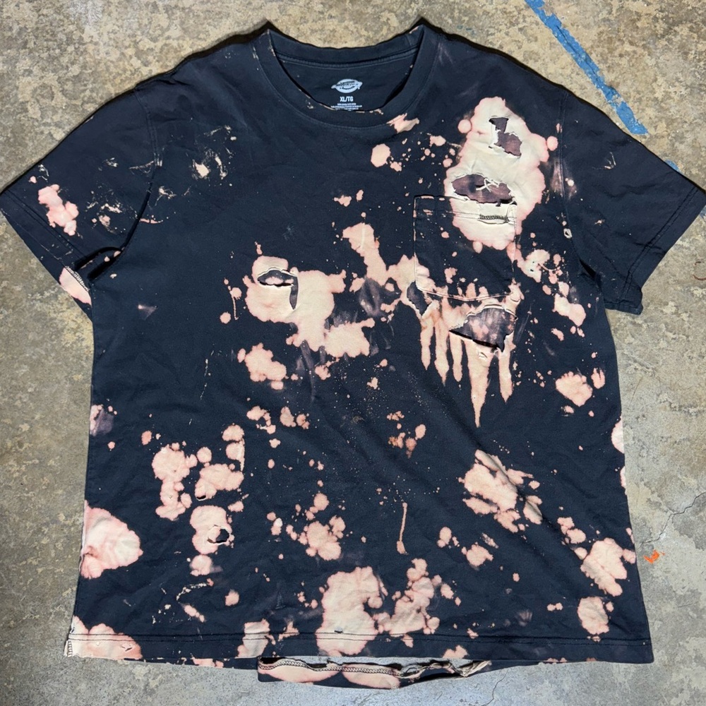 Vintage Dickies Distressed Acid-Wash 100% Cotton Black Short Sleeve Shirt - Picture 5 of 6